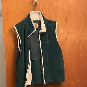 Woolrich Men's Dark Green Vest with Cream Trim